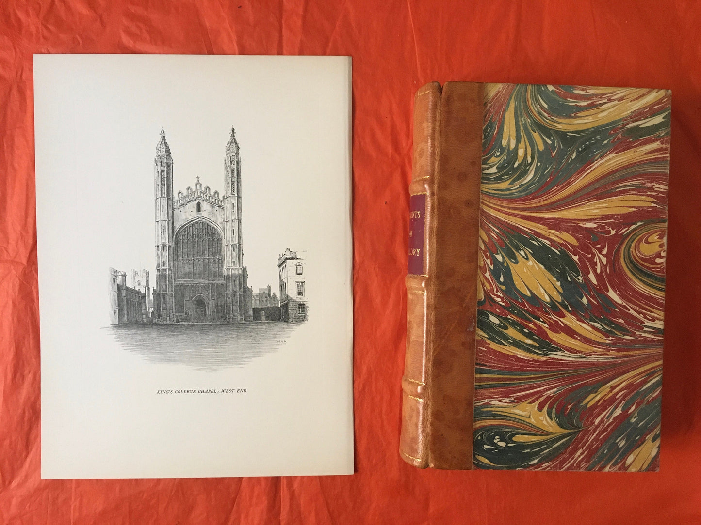 1927 CAMBRIDGE - KING'S COLLEGE Chapel, by W.G. Blackall - Original Print - Cambridge University Print - Over 90 Years Old