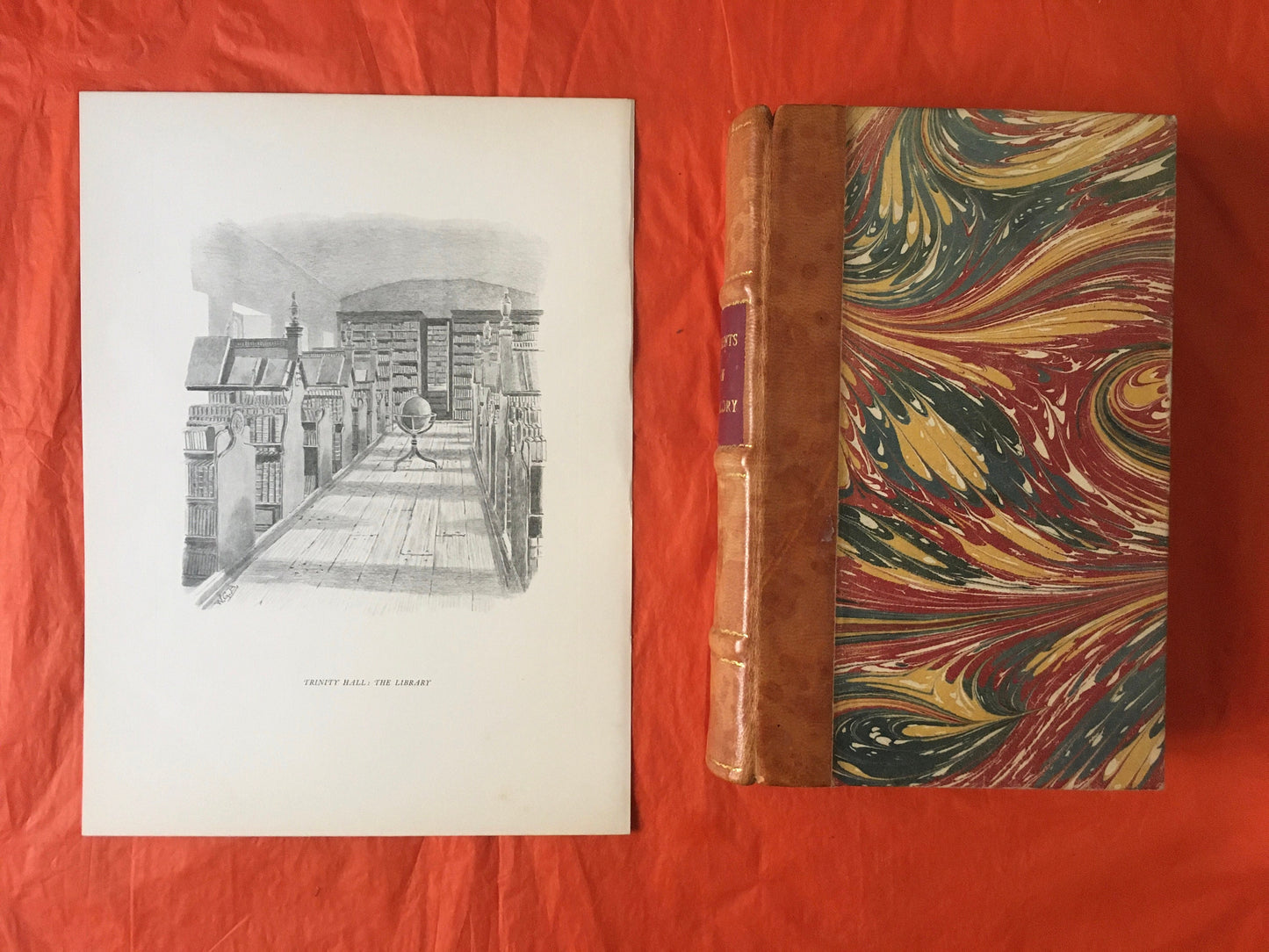 1927 CAMBRIDGE - TRINITY COLLEGE Library, by W.G. Blackall - Original Print - Cambridge University Print - Over 90 Years Old