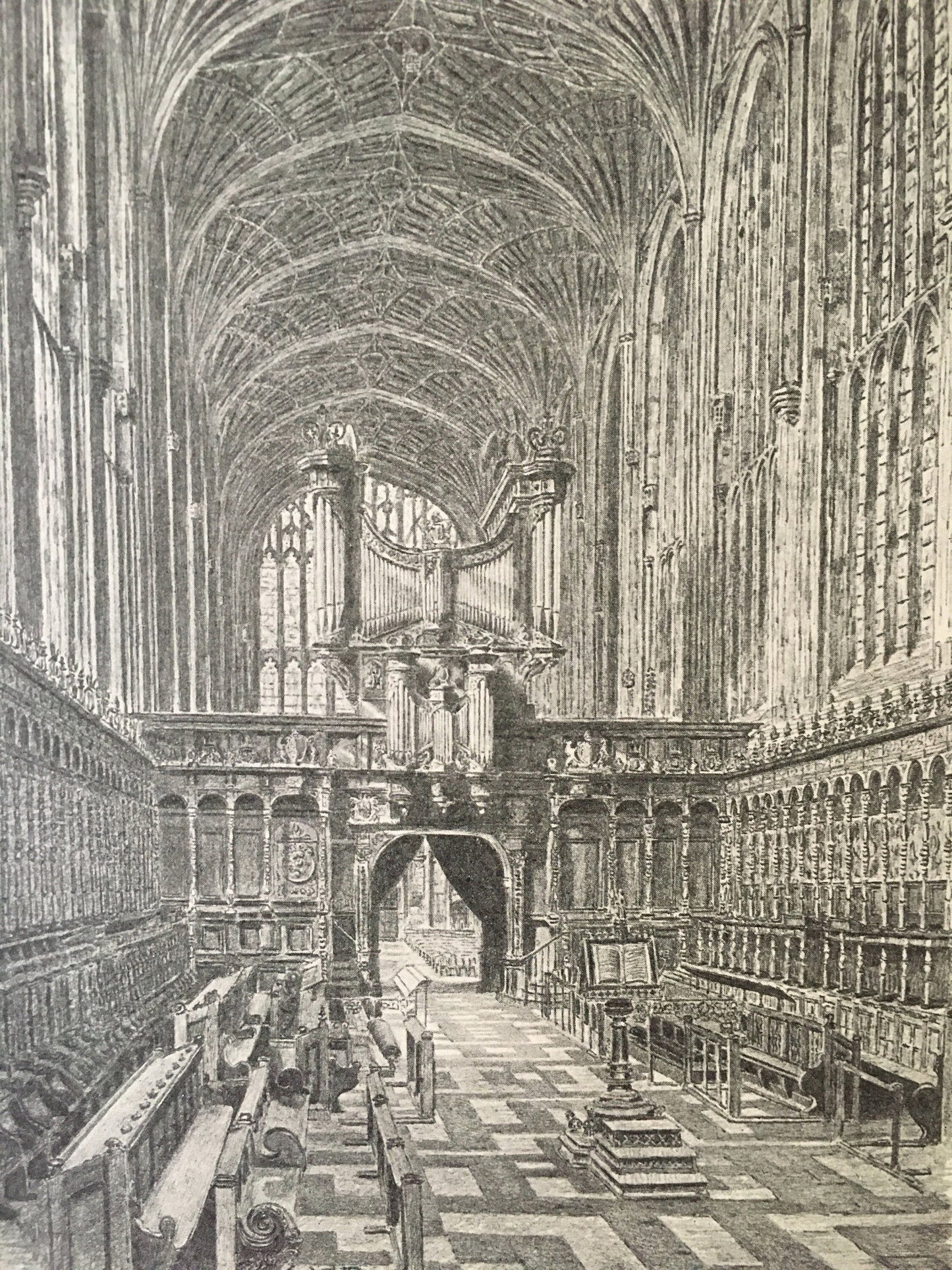 1927 CAMBRIDGE - KING'S COLLEGE Chapel, by W.G Blackall - Original Print - Cambridge University Print - Over 90 Years Old
