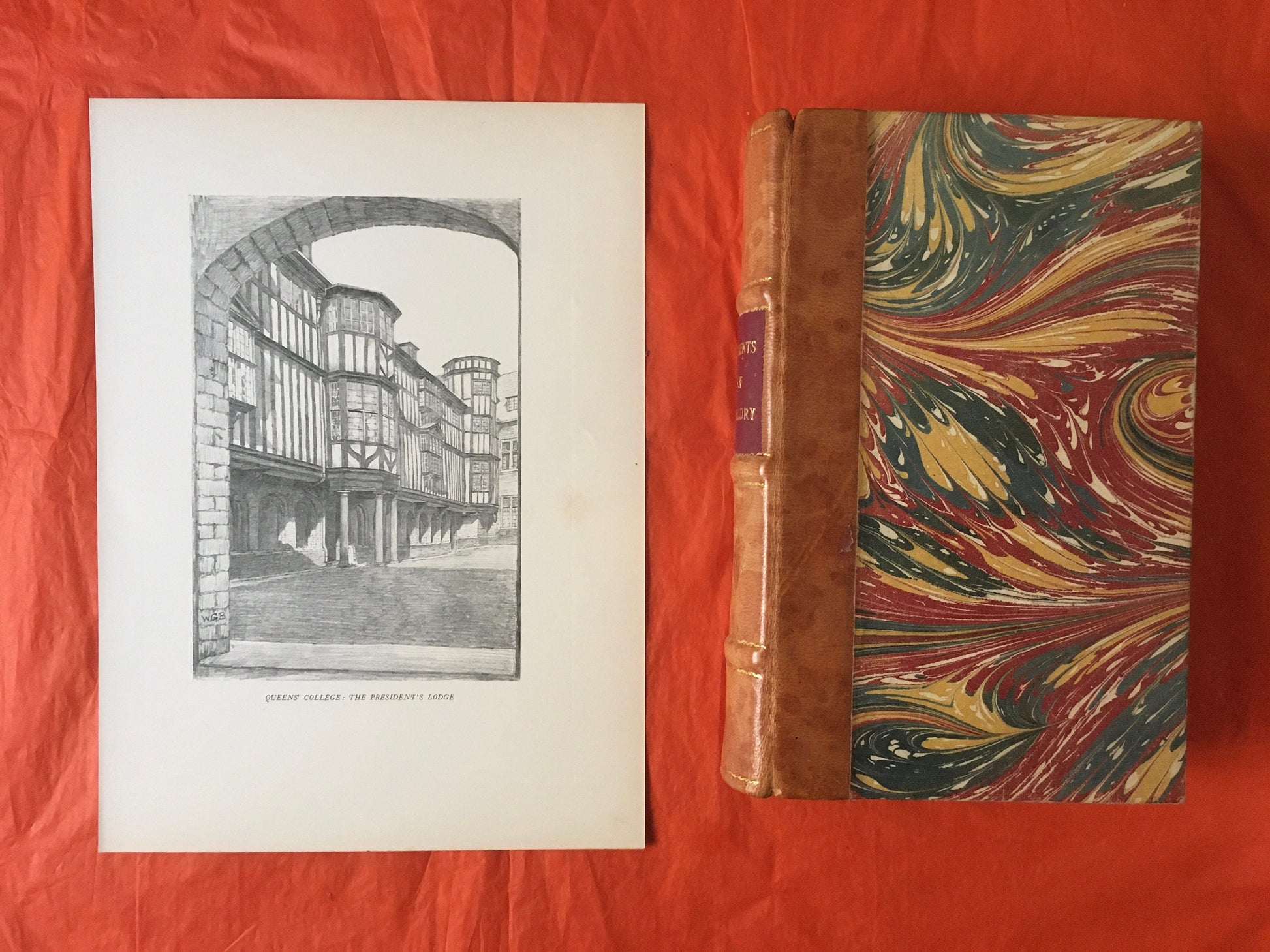 1927 CAMBRIDGE - QUEEN'S COLLEGE, President's Lodge, by W.G. Blackall - Original Print - Cambridge University Print - Over 90 Years Old