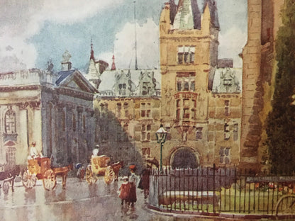 1907 CAMBRIDGE - CAIUS COLLEGE & Senate House - William Mathison Painting - Cambridge University - Cambridge Painting - 116 Years Old