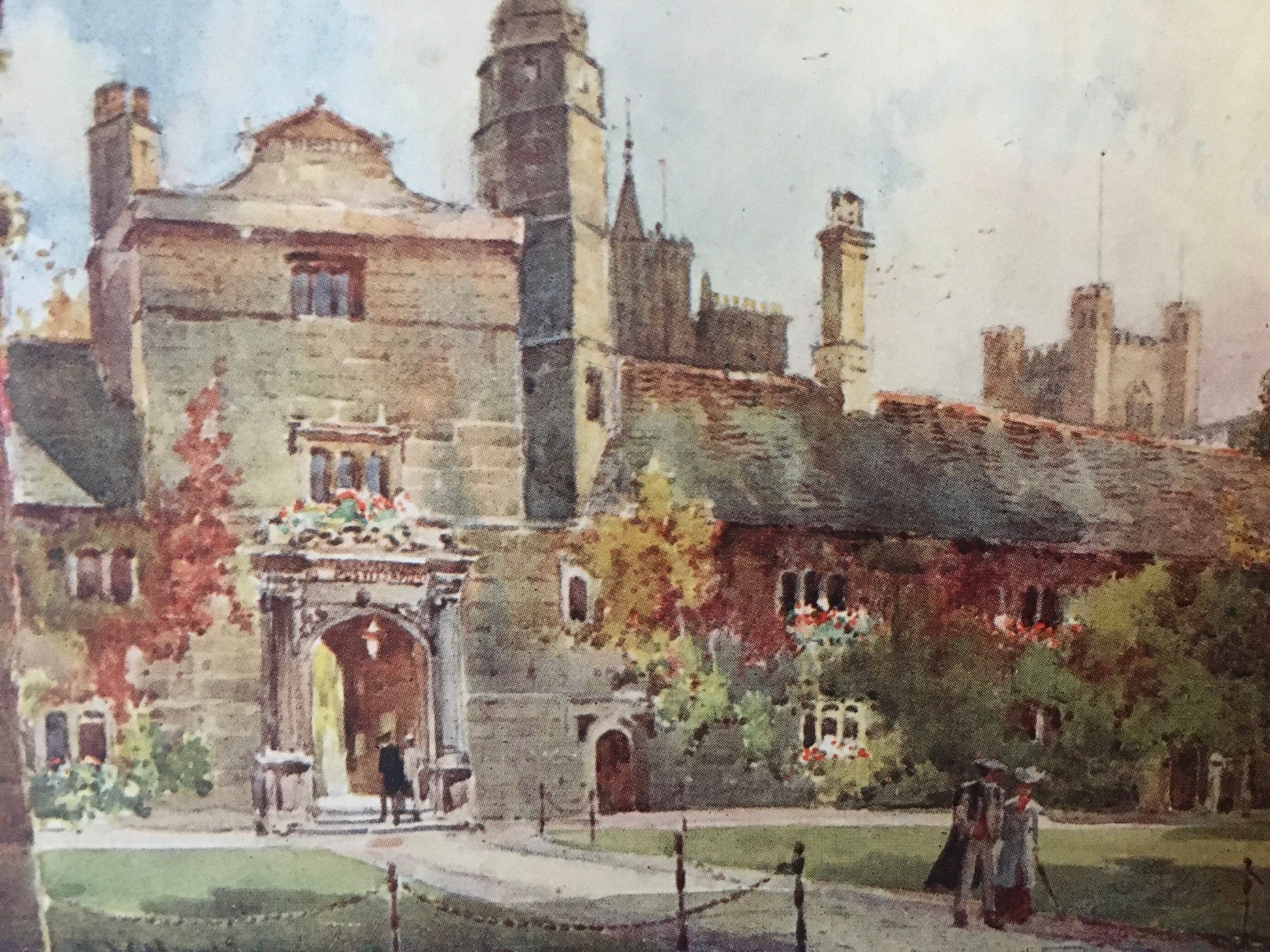 1907 CAMBRIDGE - GONVILLE & CAIUS College, Gate of Virtue - William Mathison - Cambridge University - Cambridge Painting - 116 Years Old