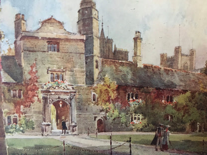 1907 CAMBRIDGE - GONVILLE & CAIUS College, Gate of Virtue - William Mathison - Cambridge University - Cambridge Painting - 116 Years Old