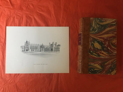 1927 CAMBRIDGE - TRINITY COLLEGE Court, by W.G Blackall - Original Print - Cambridge University Print - Over 90 Years Old