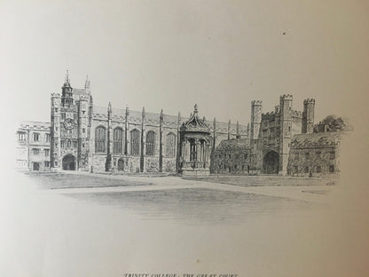 1927 CAMBRIDGE - TRINITY COLLEGE Court, by W.G Blackall - Original Print - Cambridge University Print - Over 90 Years Old