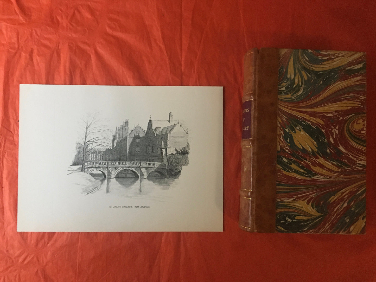 1927 CAMBRIDGE - St. JOHN'S COLLEGE, The Bridge, by W.G Blackall - Original Print - Cambridge University Print - Over 90 Years Old