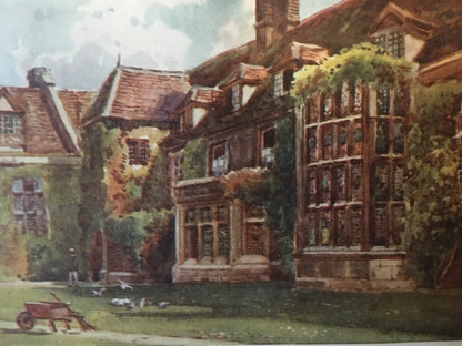 1907 CAMBRIDGE - EMMANUEL COLLEGE Old Court - William Mathison Painting - Cambridge University - Cambridge Painting - 116 Years Old