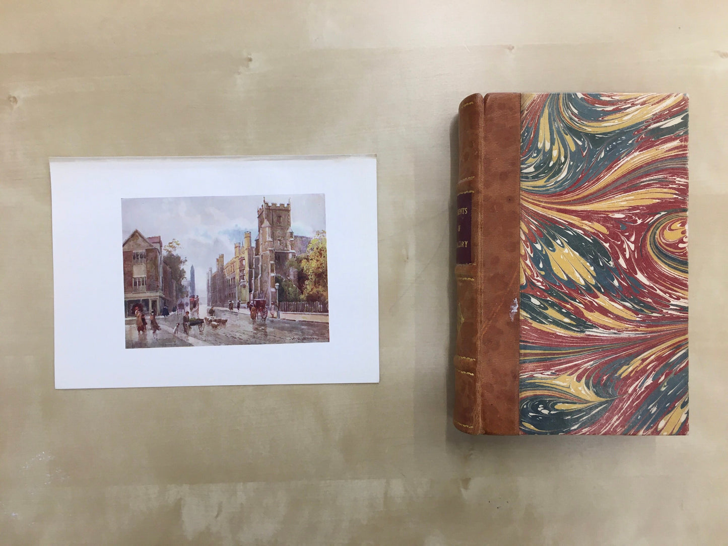 1907 CAMBRIDGE - St BOTOLPH'S CHURCH - William Mathison Painting - Cambridge University - Cambridge Painting - 116 Years Old