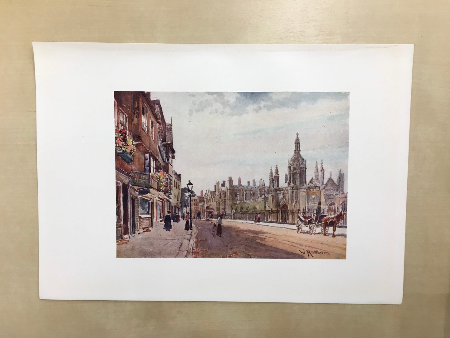 1907 CAMBRIDGE - KING'S COLLEGE Gateway, King's Parade - William Mathison - Cambridge University - Cambridge Painting - 116 Years Old