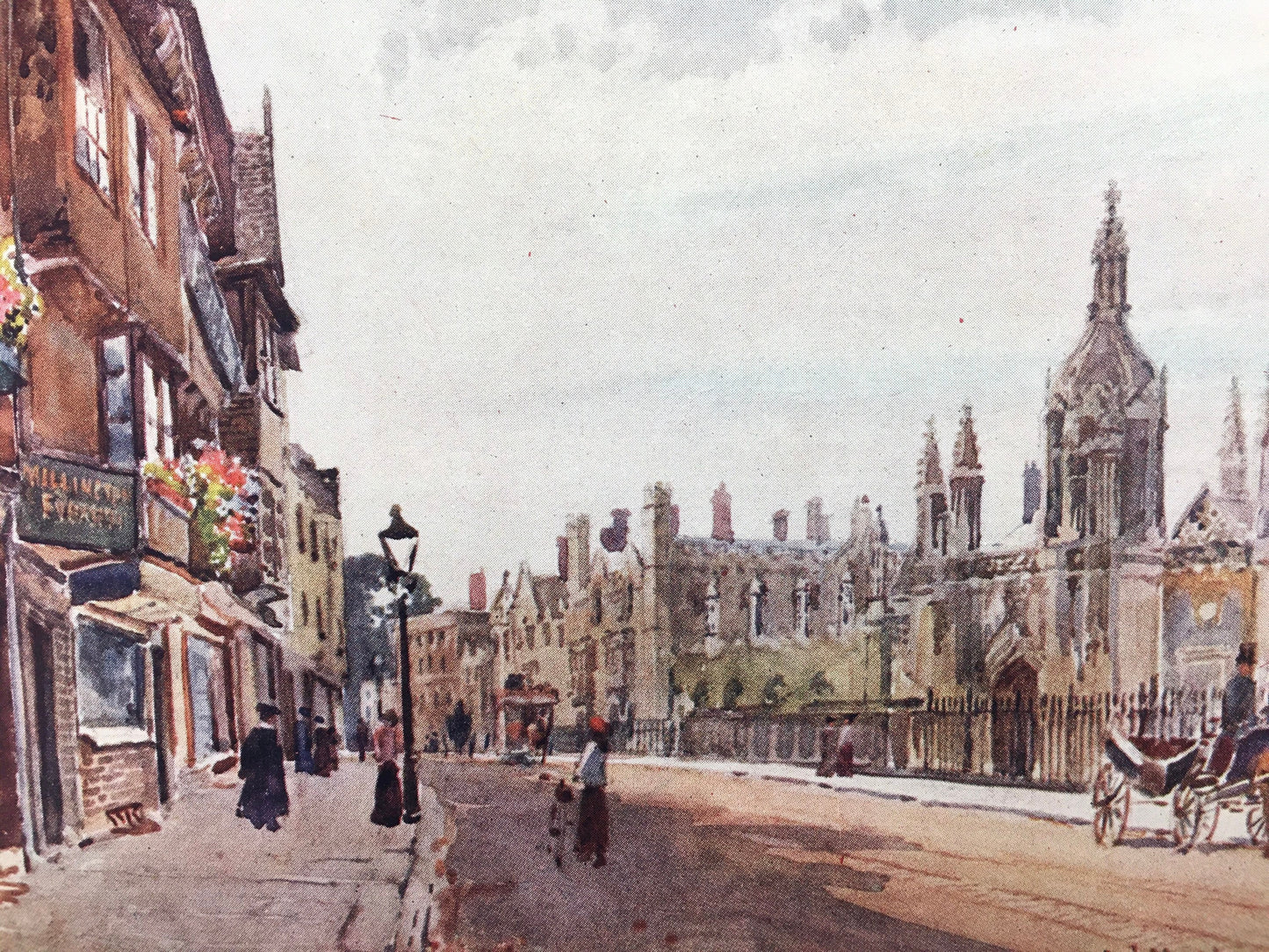 1907 CAMBRIDGE - KING'S COLLEGE Gateway, King's Parade - William Mathison - Cambridge University - Cambridge Painting - 116 Years Old