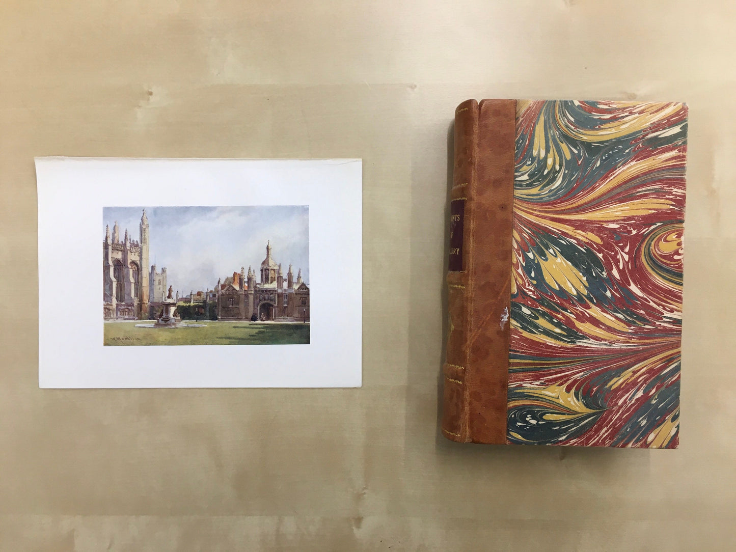 1907 CAMBRIDGE - KING'S COLLEGE Chapel & Entrance Court - William Mathison - Cambridge University - Cambridge Painting - 116 Years Old