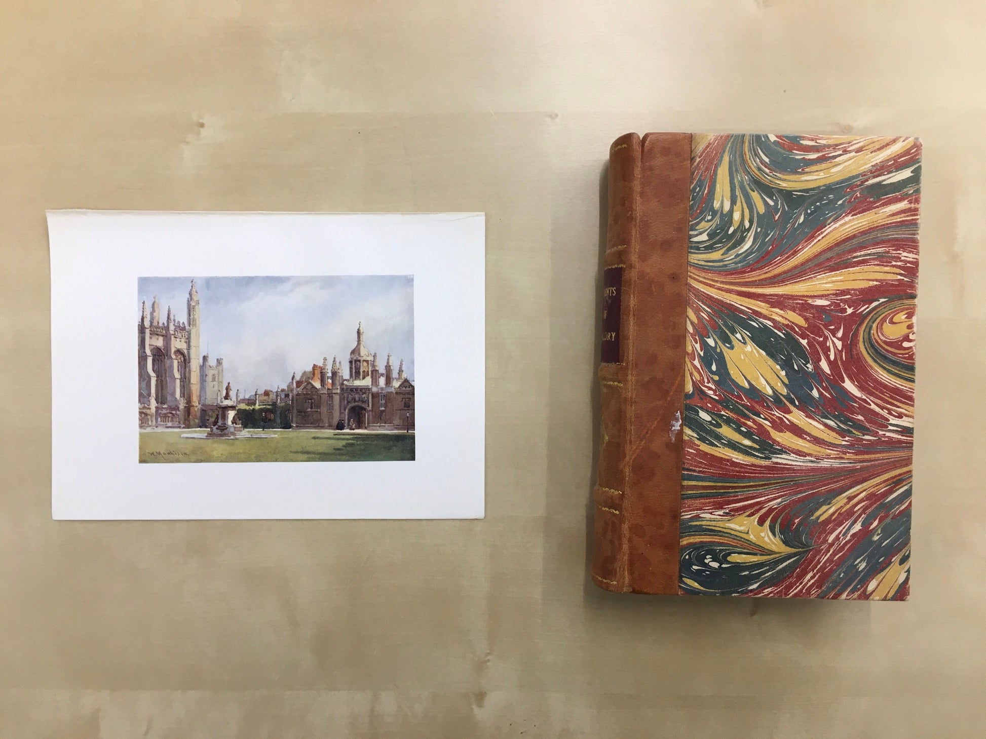 1907 CAMBRIDGE - KING'S COLLEGE Chapel & Entrance Court - William Mathison - Cambridge University - Cambridge Painting - 116 Years Old