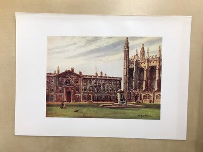 1907 CAMBRIDGE - KING'S COLLEGE Chapel & Fellows' Buildings - William Mathison - Cambridge University - Cambridge Painting - 116 Years Old
