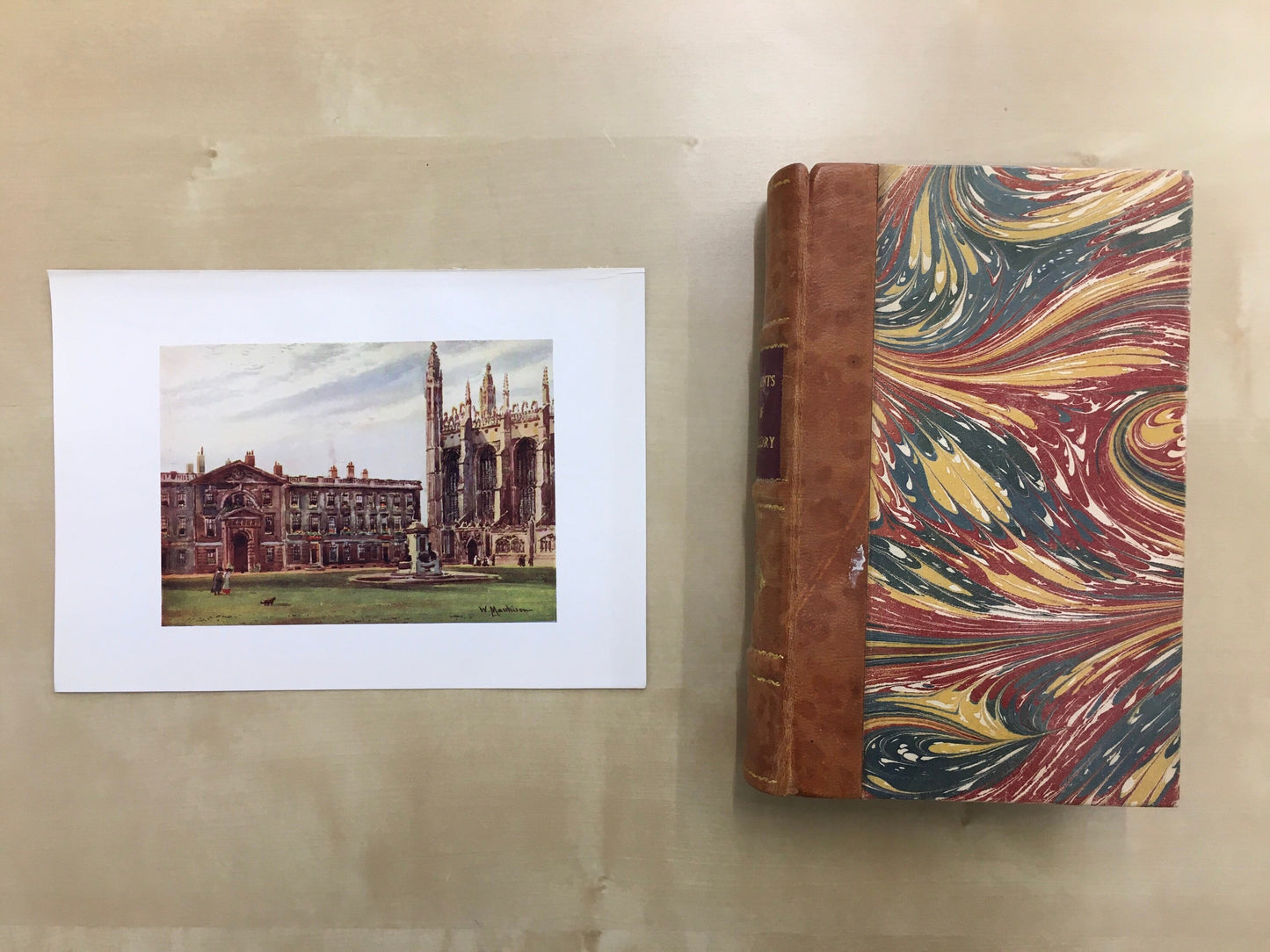 1907 CAMBRIDGE - KING'S COLLEGE Chapel & Fellows' Buildings - William Mathison - Cambridge University - Cambridge Painting - 116 Years Old