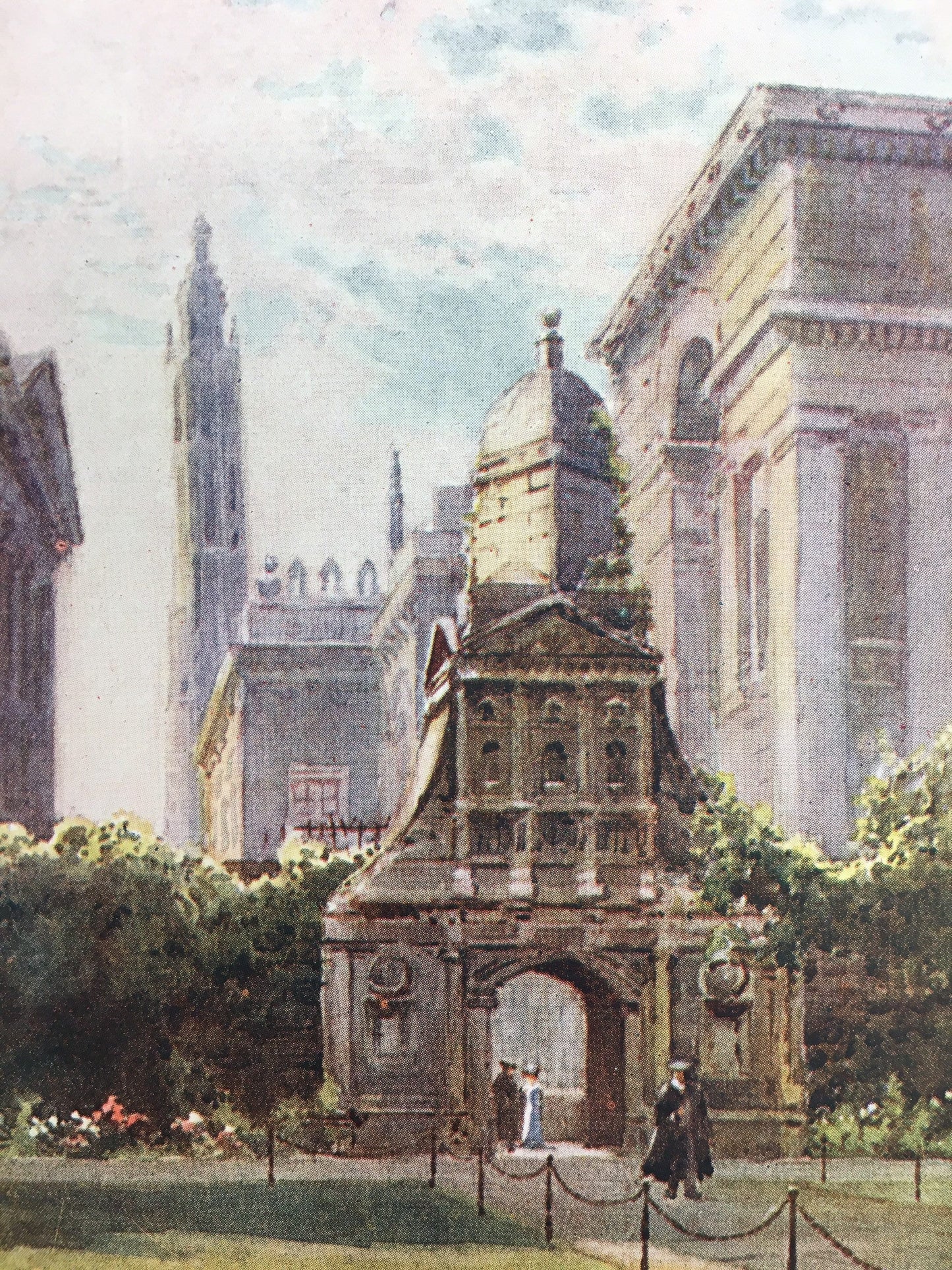 1907 CAMBRIDGE - CAIUS COLLEGE: The Gate of Honour - William Mathison Painting - Cambridge University - Cambridge Painting - 116 Years Old