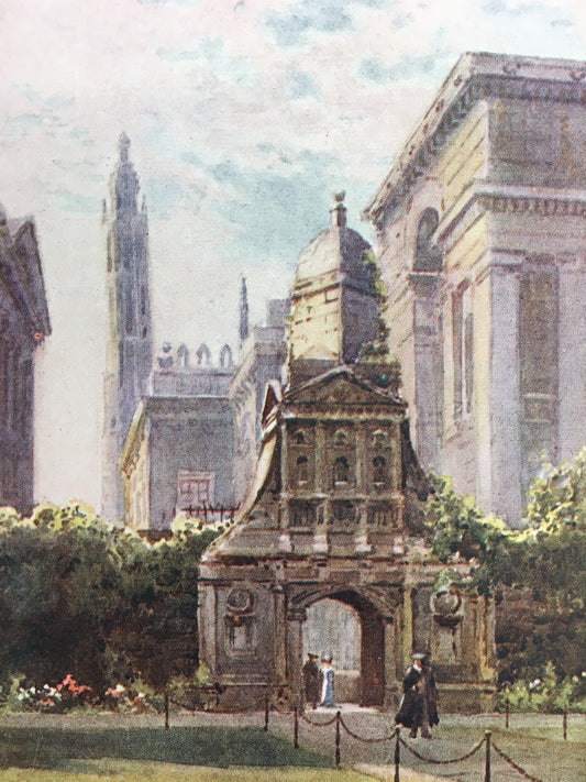 1907 CAMBRIDGE - CAIUS COLLEGE: The Gate of Honour - William Mathison Painting - Cambridge University - Cambridge Painting - 116 Years Old