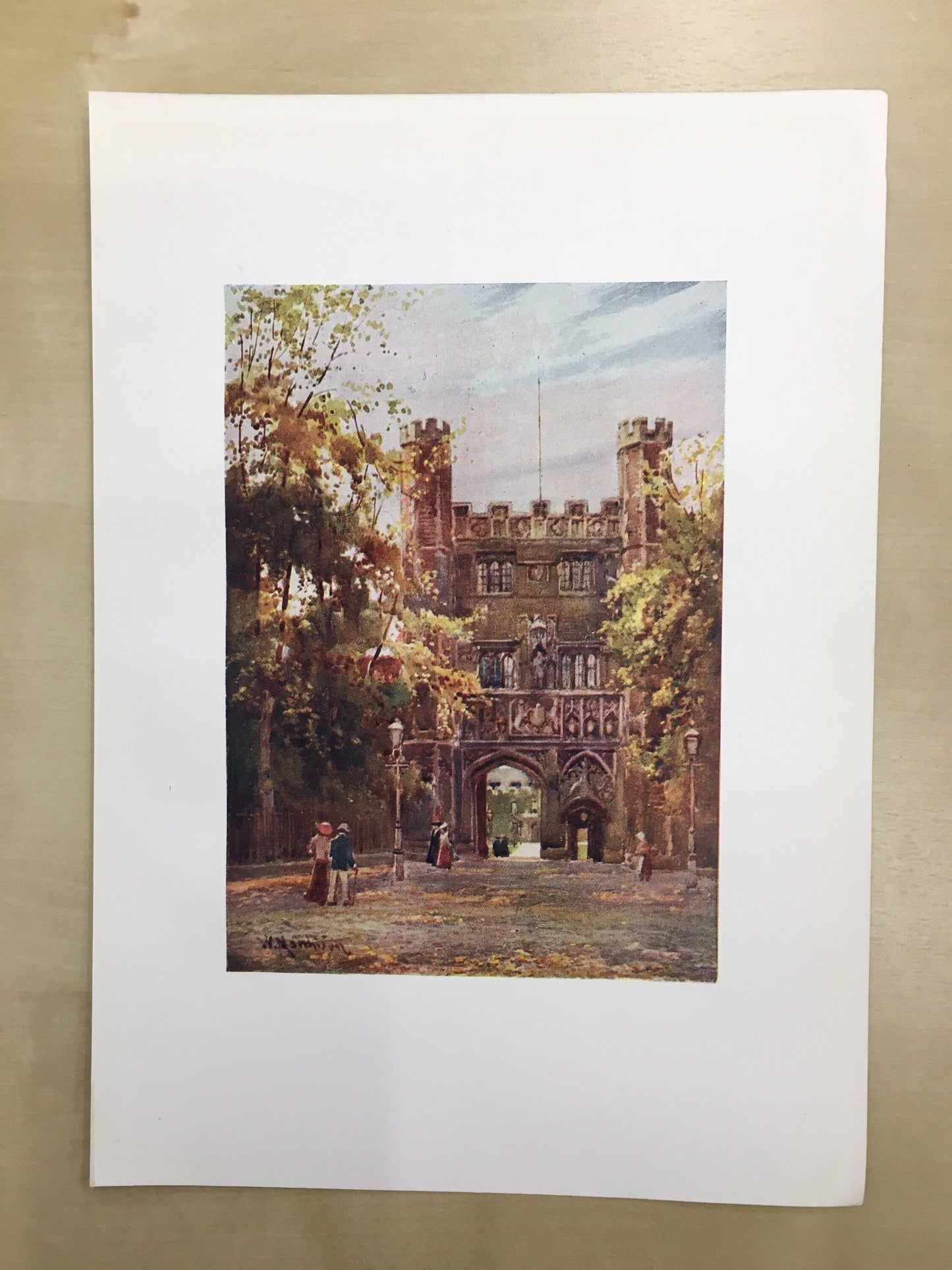 1907 CAMBRIDGE - TRINITY COLLEGE Gateway - William Mathison Painting - Cambridge University - Cambridge Painting - 116 Years Old