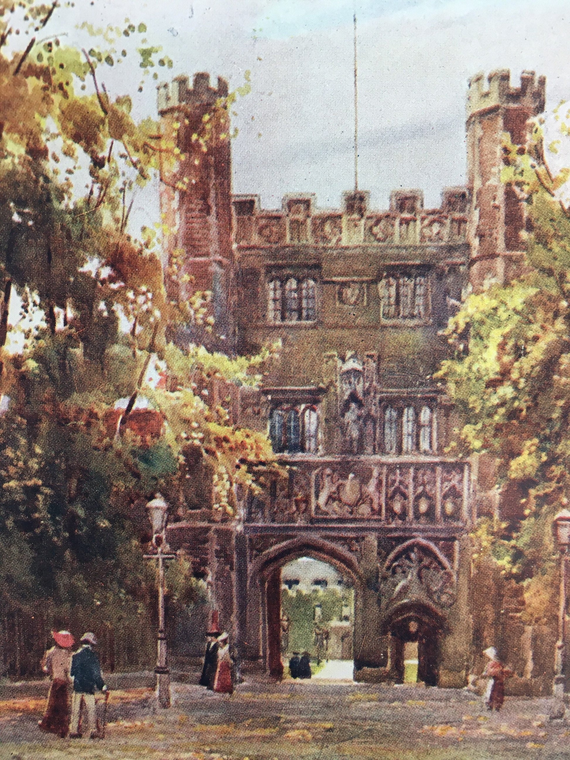 1907 CAMBRIDGE - TRINITY COLLEGE Gateway - William Mathison Painting - Cambridge University - Cambridge Painting - 116 Years Old
