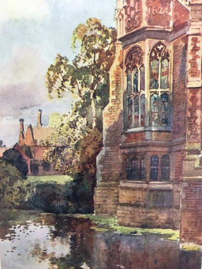 1907 CAMBRIDGE - St JOHN'S COLLEGE Library Window - William Mathison Painting - Cambridge University - Cambridge Painting - 116 Years Old