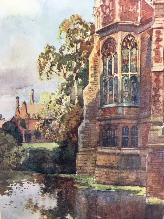 1907 CAMBRIDGE - St JOHN'S COLLEGE Library Window - William Mathison Painting - Cambridge University - Cambridge Painting - 116 Years Old