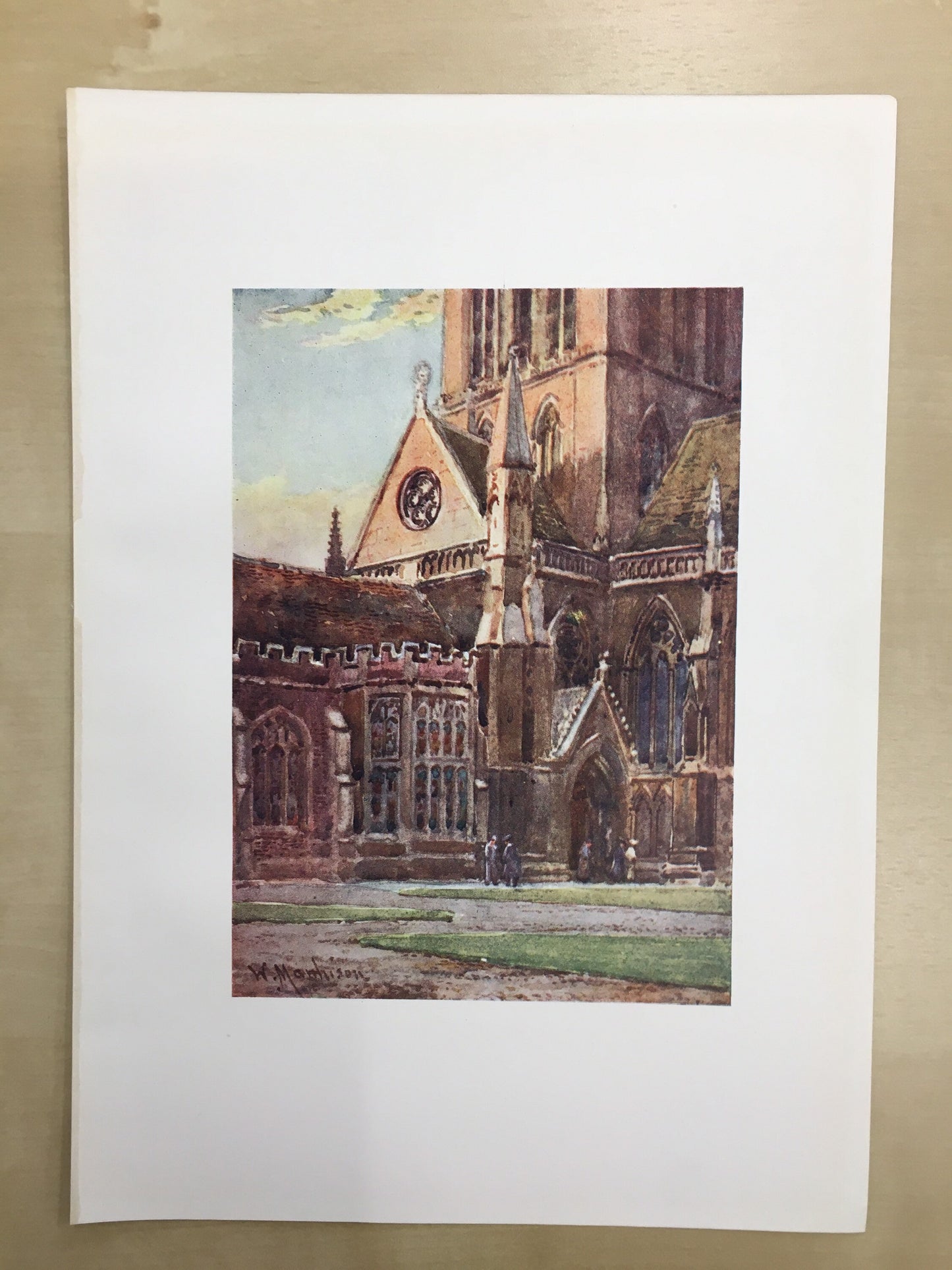1907 CAMBRIDGE - St JOHN'S COLLEGE Chapel Entrance - William Mathison Painting - Cambridge University - Cambridge Painting - 116 Years Old