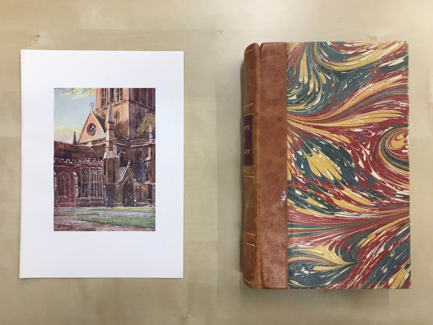 1907 CAMBRIDGE - St JOHN'S COLLEGE Chapel Entrance - William Mathison Painting - Cambridge University - Cambridge Painting - 116 Years Old