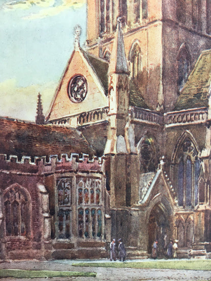 1907 CAMBRIDGE - St JOHN'S COLLEGE Chapel Entrance - William Mathison Painting - Cambridge University - Cambridge Painting - 116 Years Old