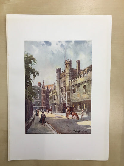 1907 CAMBRIDGE - CHRIST'S COLLEGE Gateway - William Mathison Painting - Cambridge University - Cambridge Painting - 116 Years Old