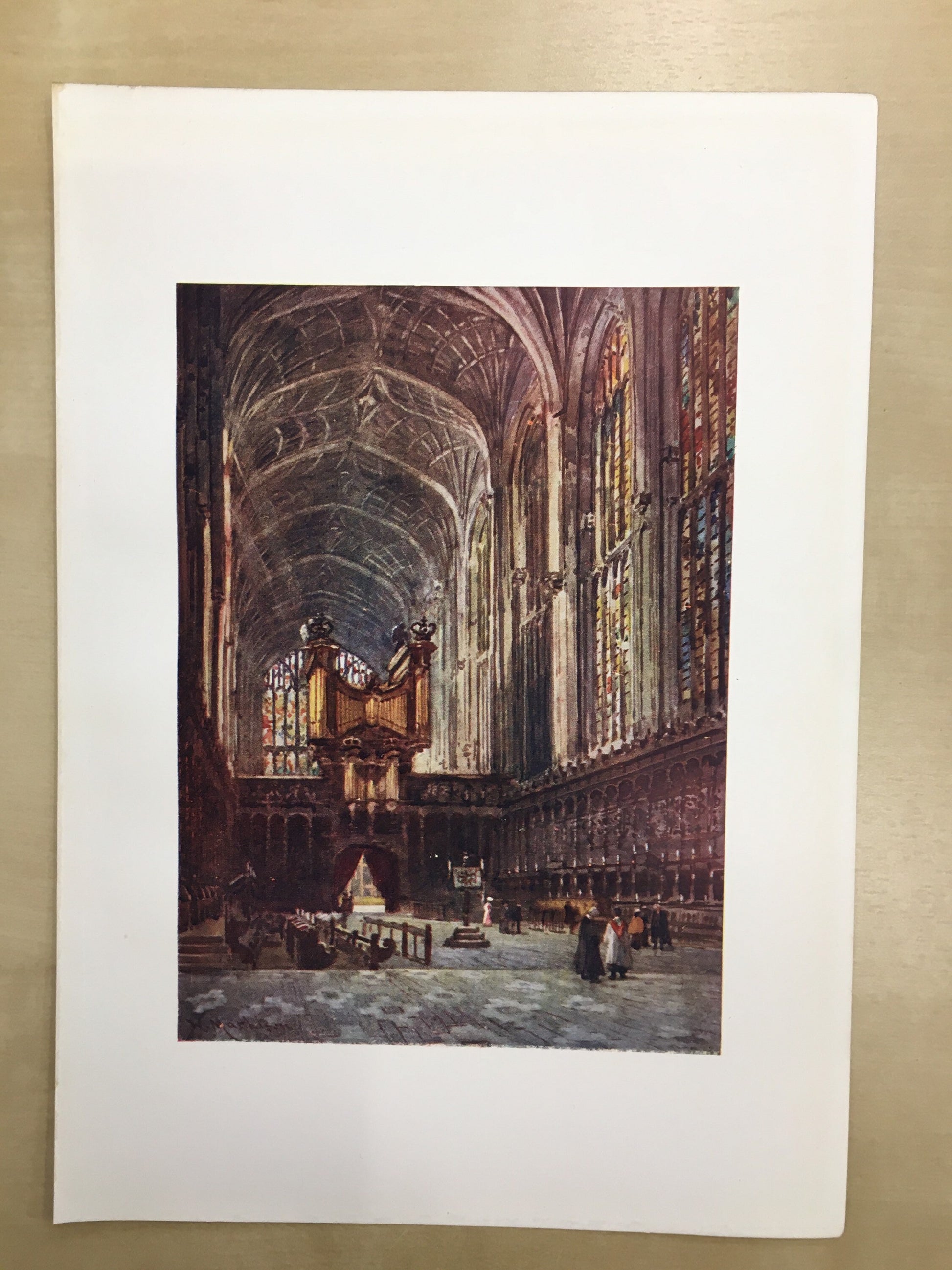 1907 CAMBRIDGE - KING'S COLLEGE Chapel Interior - William Mathison Painting - Cambridge University - Cambridge Painting - 116 Years Old