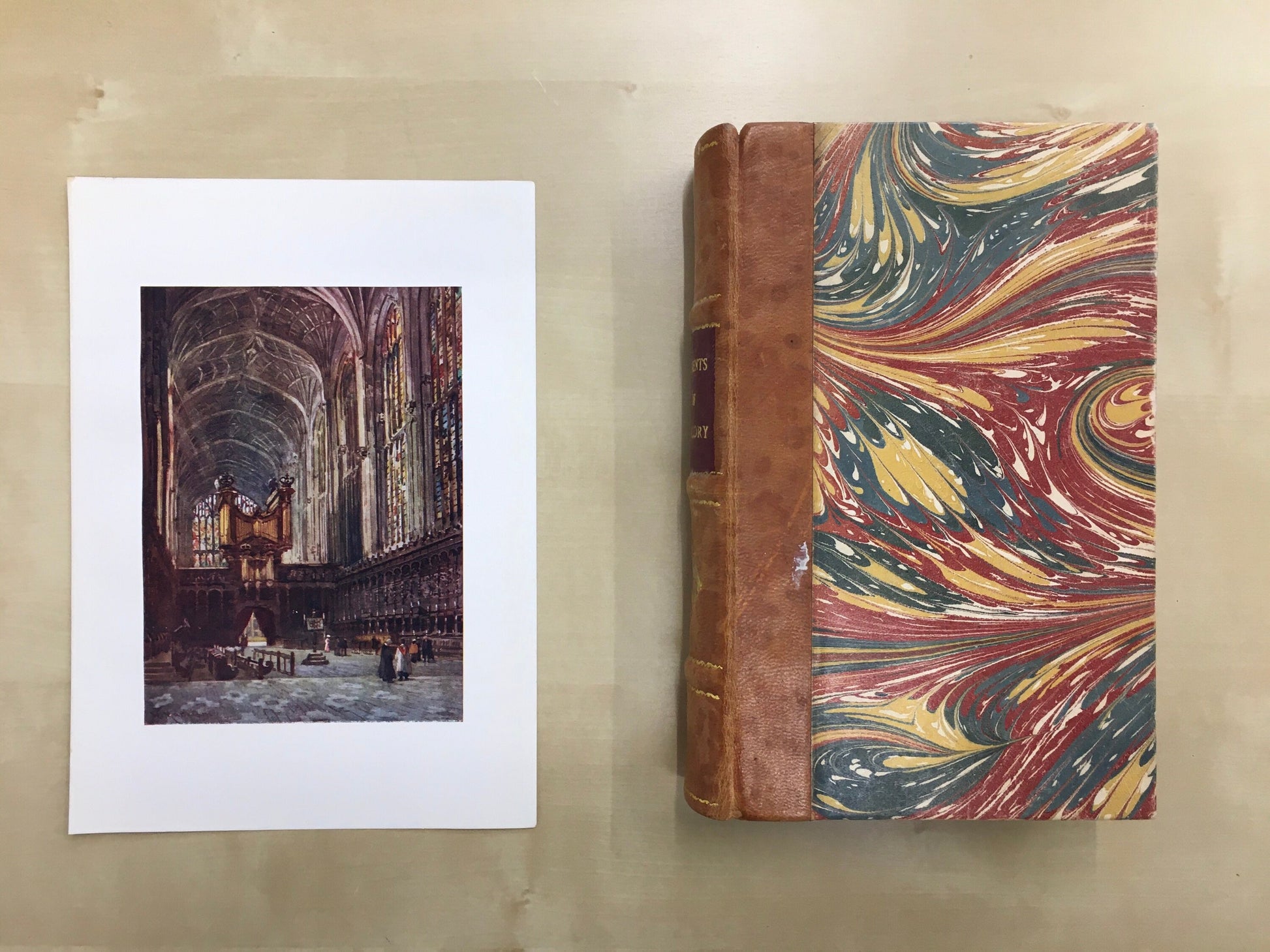 1907 CAMBRIDGE - KING'S COLLEGE Chapel Interior - William Mathison Painting - Cambridge University - Cambridge Painting - 116 Years Old