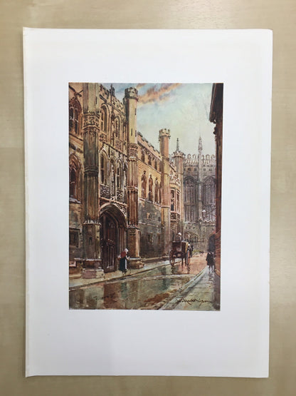 1907 CAMBRIDGE - KING'S COLLEGE: The Old Gateway - William Mathison Painting - Cambridge University - Cambridge Painting - 116 Years Old