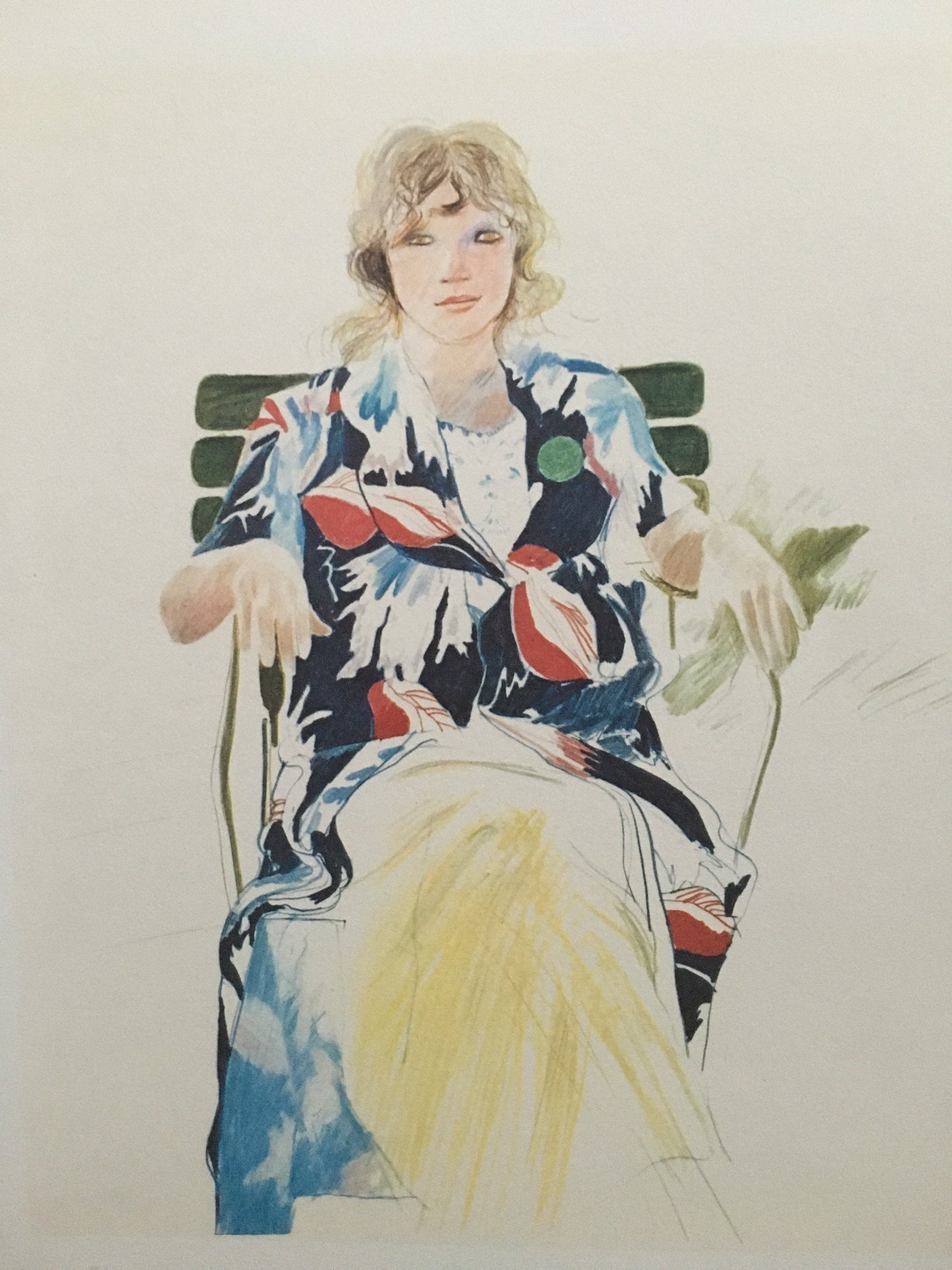 Vintage 1978 DAVID HOCKNEY - "Celia, Carennac, 1971" Print - Hockney Art - Hockney Wall Art - 8 x 8.12 Inches