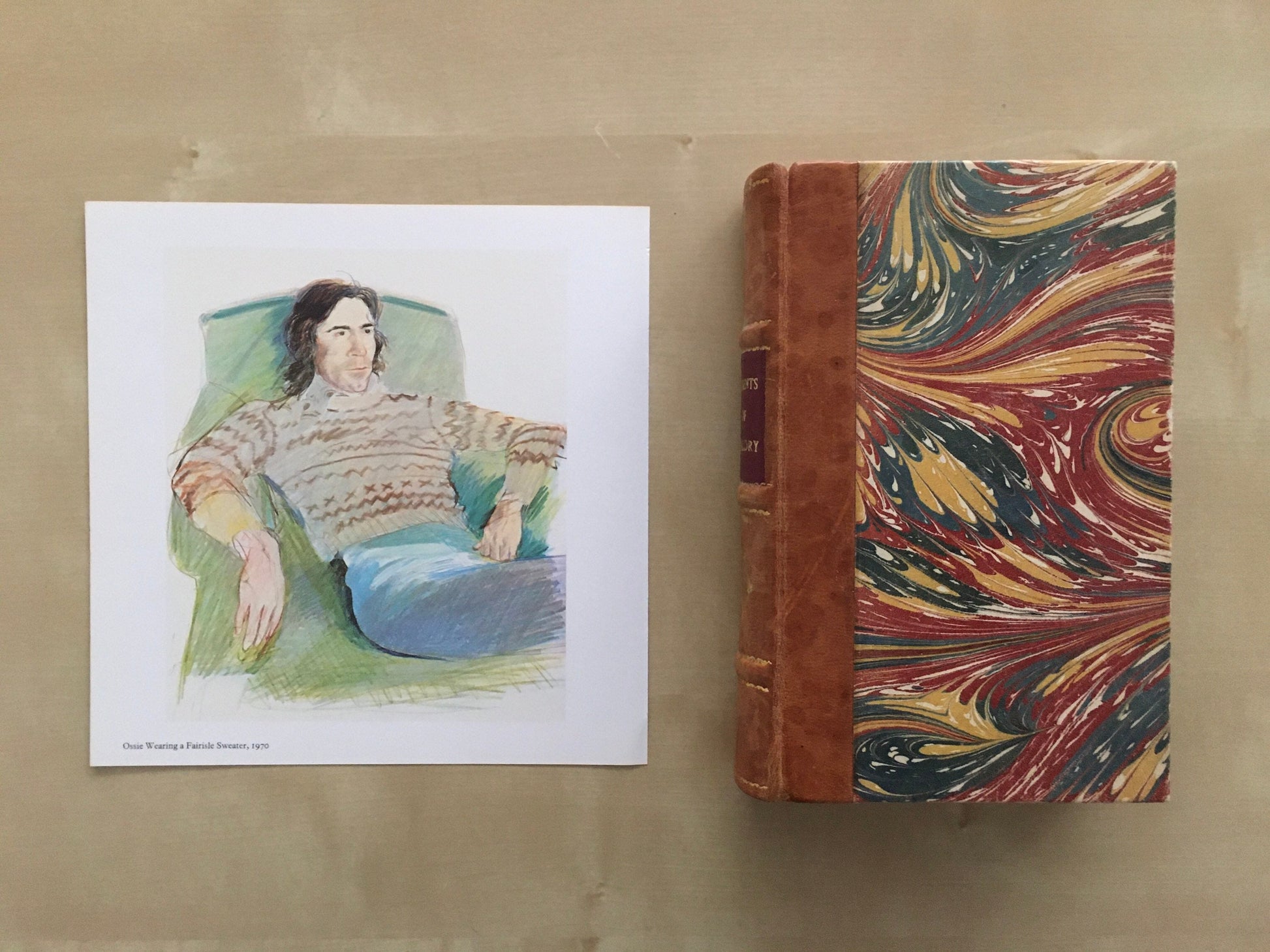 Vintage 1978 DAVID HOCKNEY - "Ossie Wearing a Fairisle Sweater, 1970" Print - Hockney Art - Hockney Wall Art - 8 x 8.12 Inches