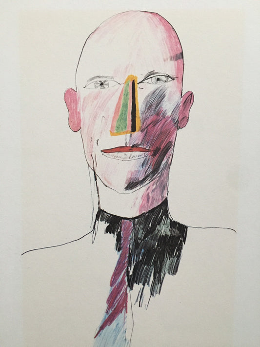 1978 DAVID HOCKNEY - "Evil Man, 1963" Print - Hockney Art - Hockney Wall Art - Vintage Print - 8 x 8.12 Inches