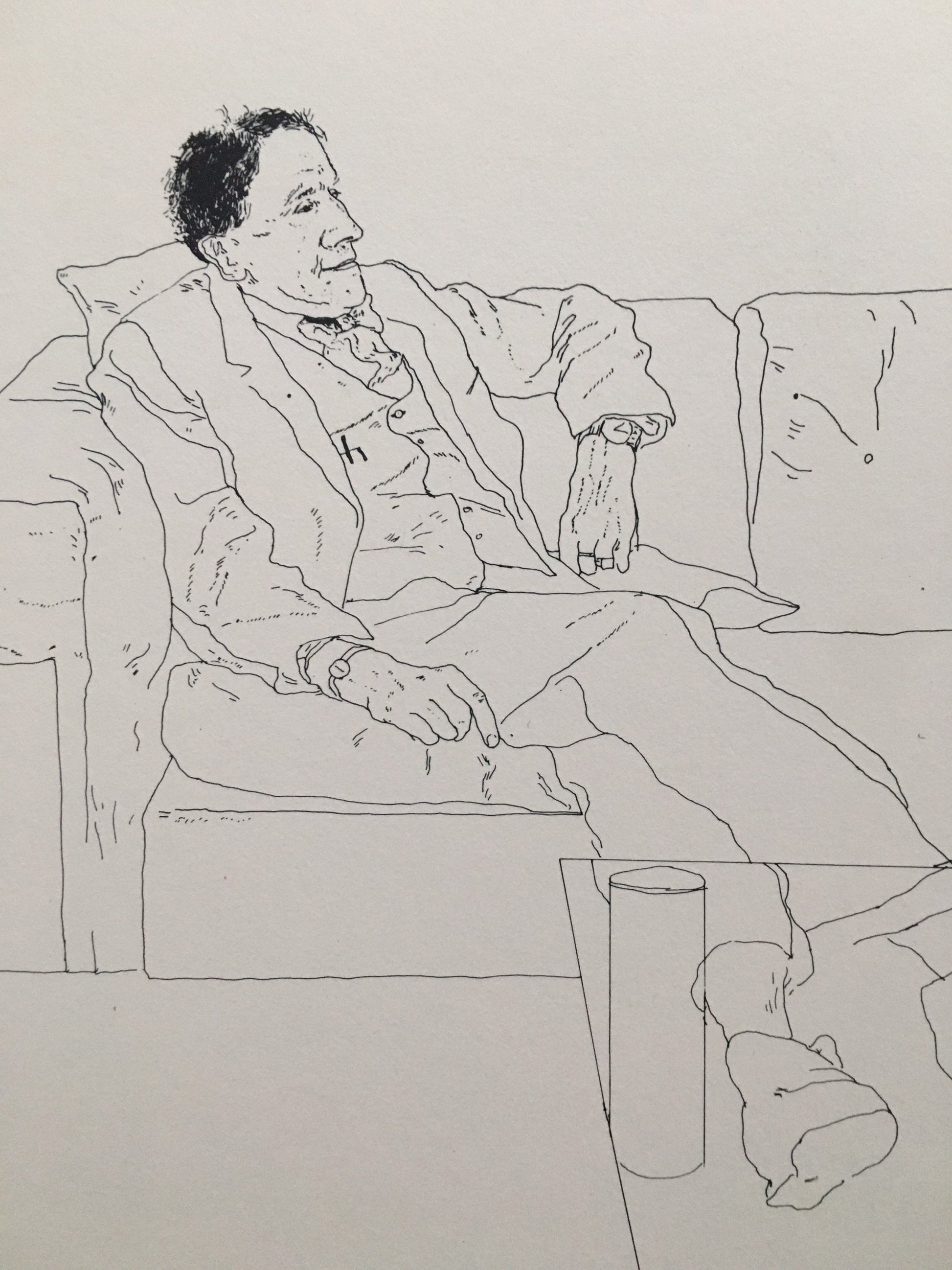 1978 DAVID HOCKNEY - "My Father, 1972" Print - Hockney Art - Hockney Wall Art - Vintage Print - 8 x 8.12 Inches