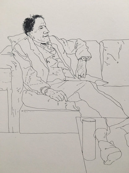 1978 DAVID HOCKNEY - "My Father, 1972" Print - Hockney Art - Hockney Wall Art - Vintage Print - 8 x 8.12 Inches