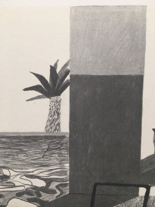 1978 DAVID HOCKNEY - "Hollywood Pool and Palm Tree, 1965" Print - Hockney Art - Hockney Wall Art - Vintage Print - 8 x 8.12 Inches