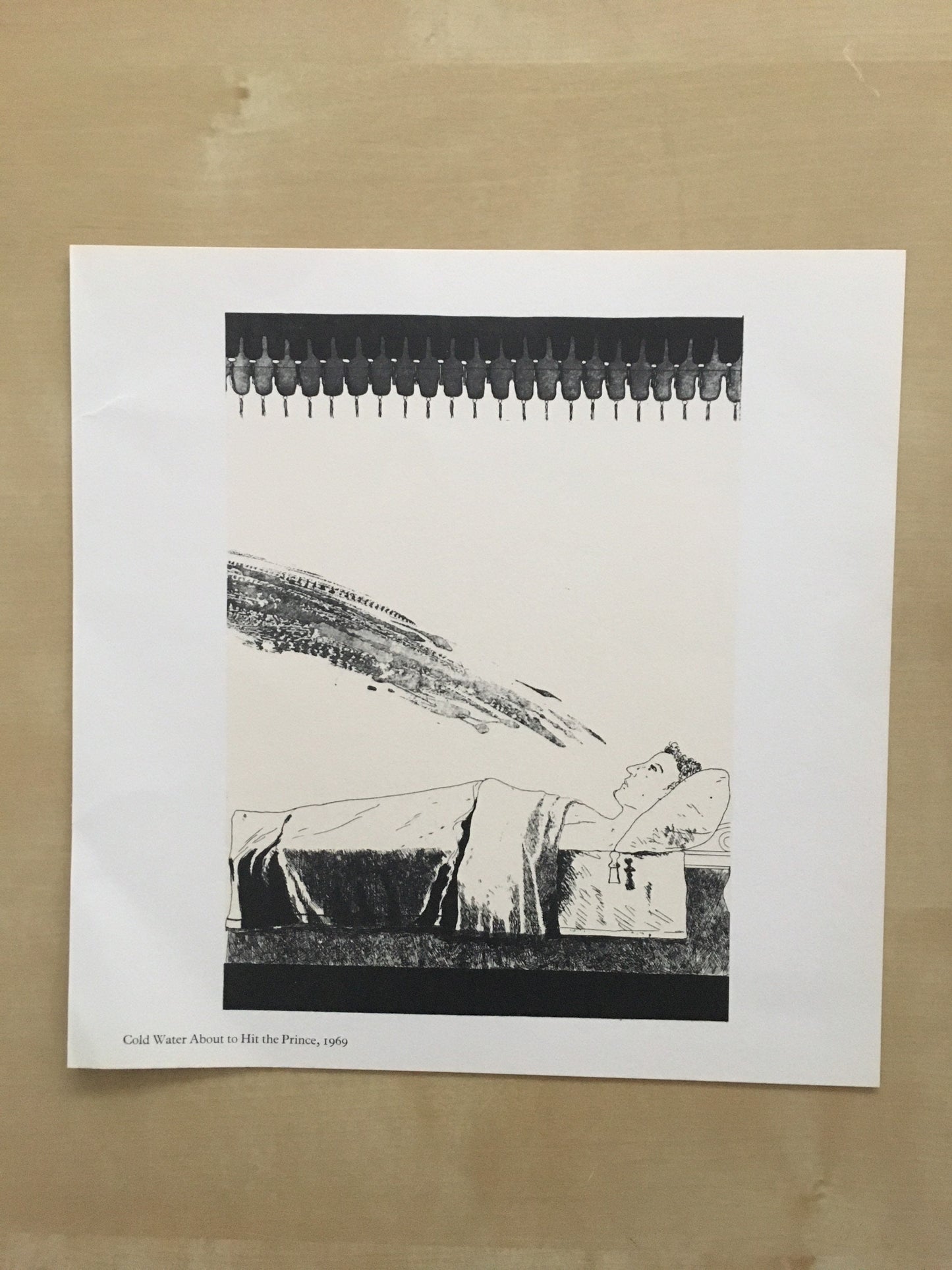 Vintage 1978 DAVID HOCKNEY - "Cold Water About to Hit the Prince, 1969" Print - Hockney Art - Hockney Wall Art - 8 x 8.12 Inches