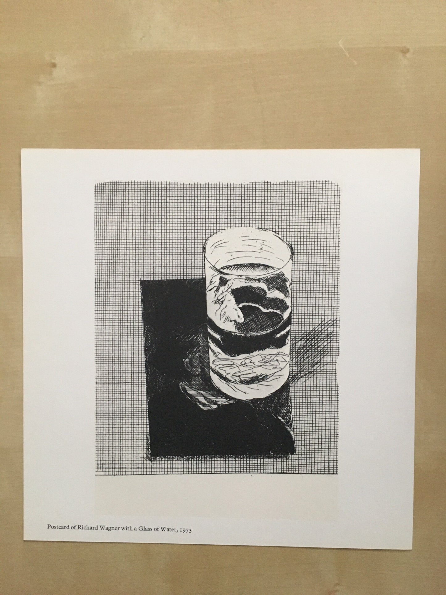 Vintage 1978 DAVID HOCKNEY - "Postcard of Richard Wagner with a Glass of Water, 1973" Print - Hockney Art - Hockney Wall Art - Vintage Print