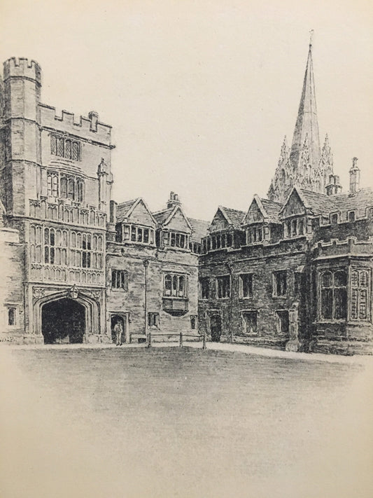 1934 OXFORD - St. MARY'S SPIRE, by W.G Blackall - Original Print - Oxford University Print - 7.5 x 9 Inches