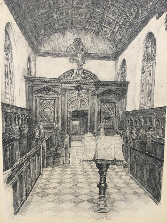 1934 OXFORD - LINCOLN COLLEGE Chapel Interior, by W.G Blackall - Original Print - Oxford University Print - 7.5 x 9 Inches