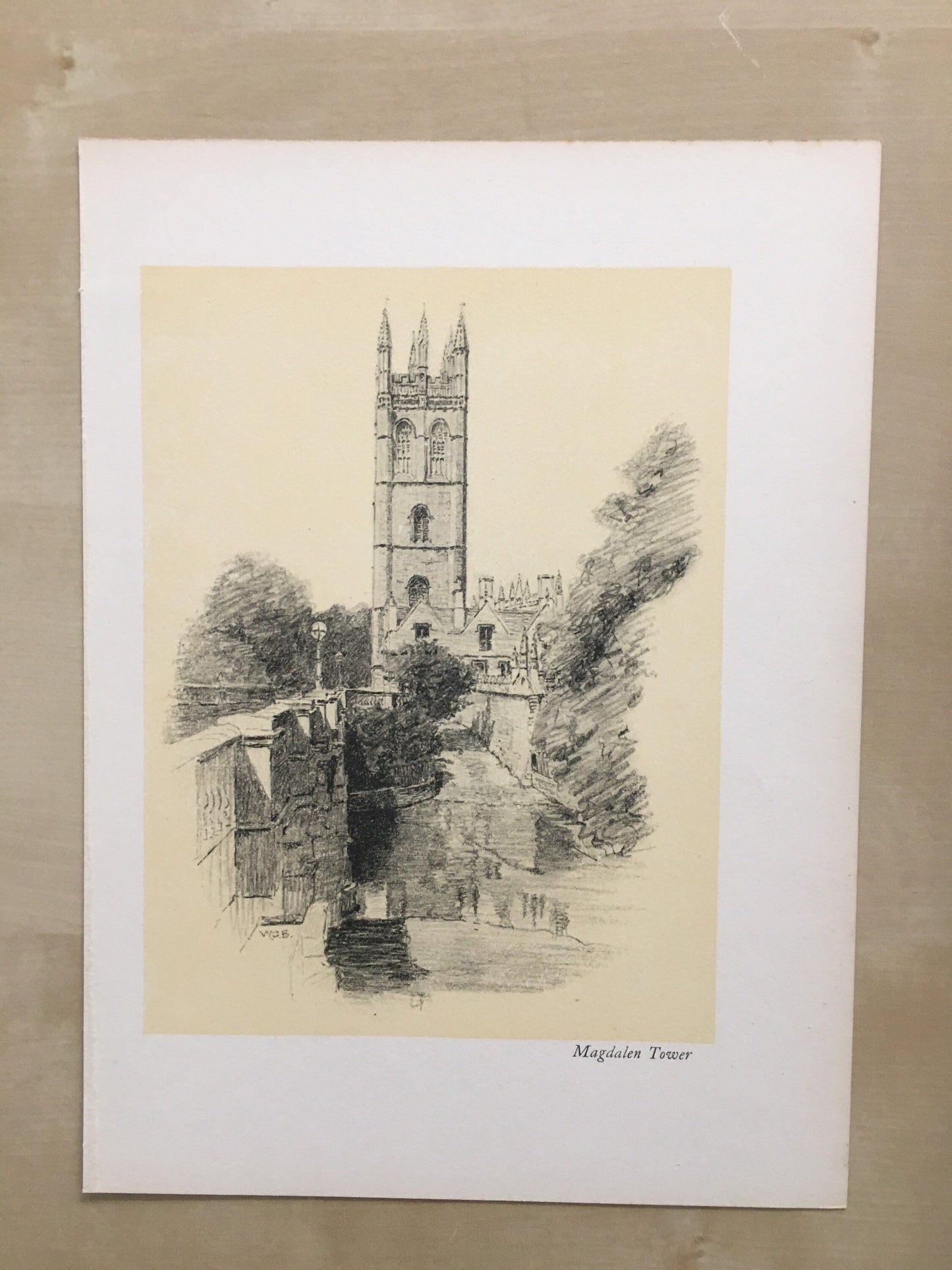 1934 OXFORD - MAGDALEN TOWER, by W.G Blackall - Original Print - Oxford University Print - 7.5 x 9 Inches