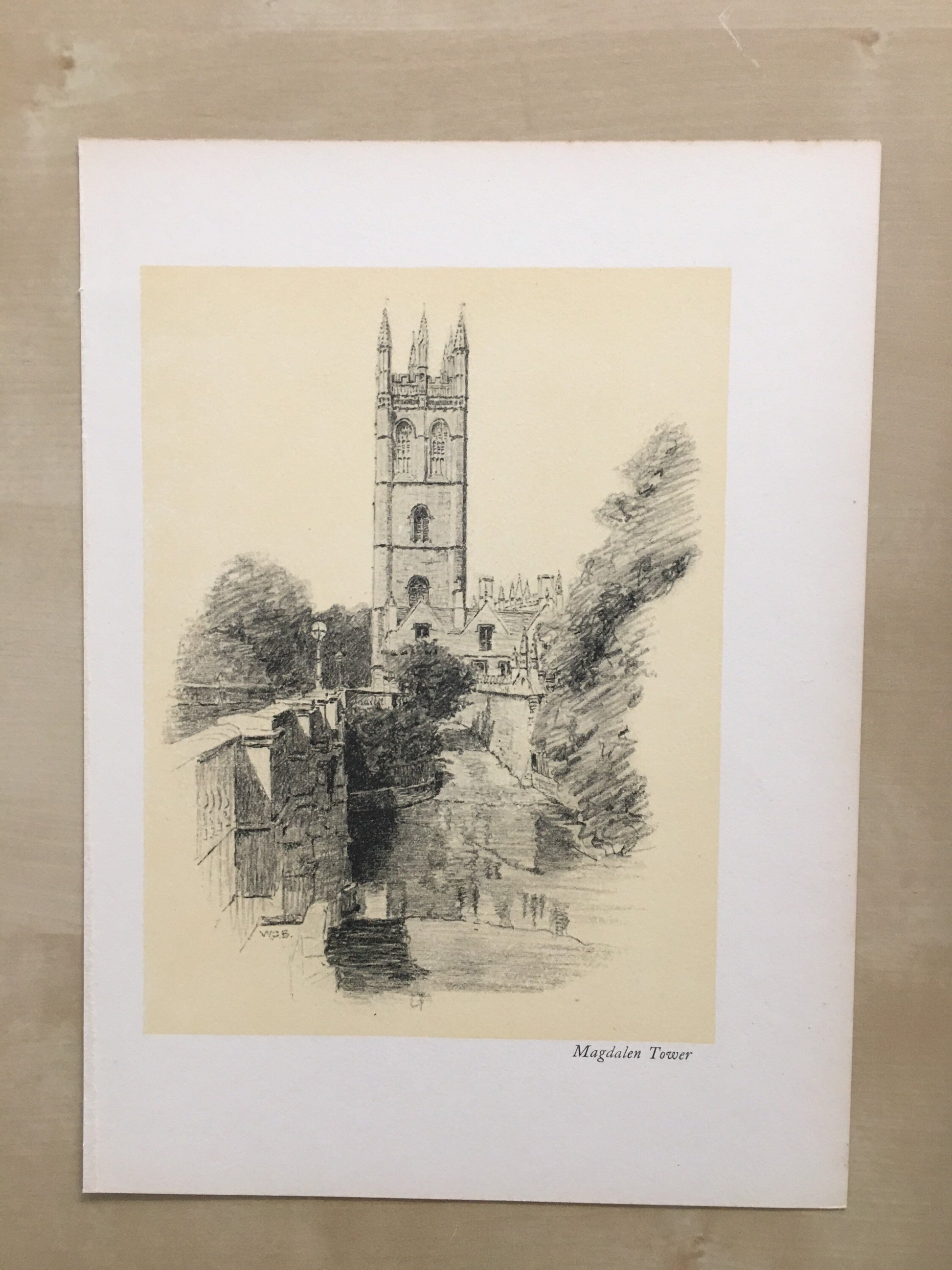 1934 OXFORD - MAGDALEN TOWER, by W.G Blackall - Original Print - Oxford University Print - 7.5 x 9 Inches