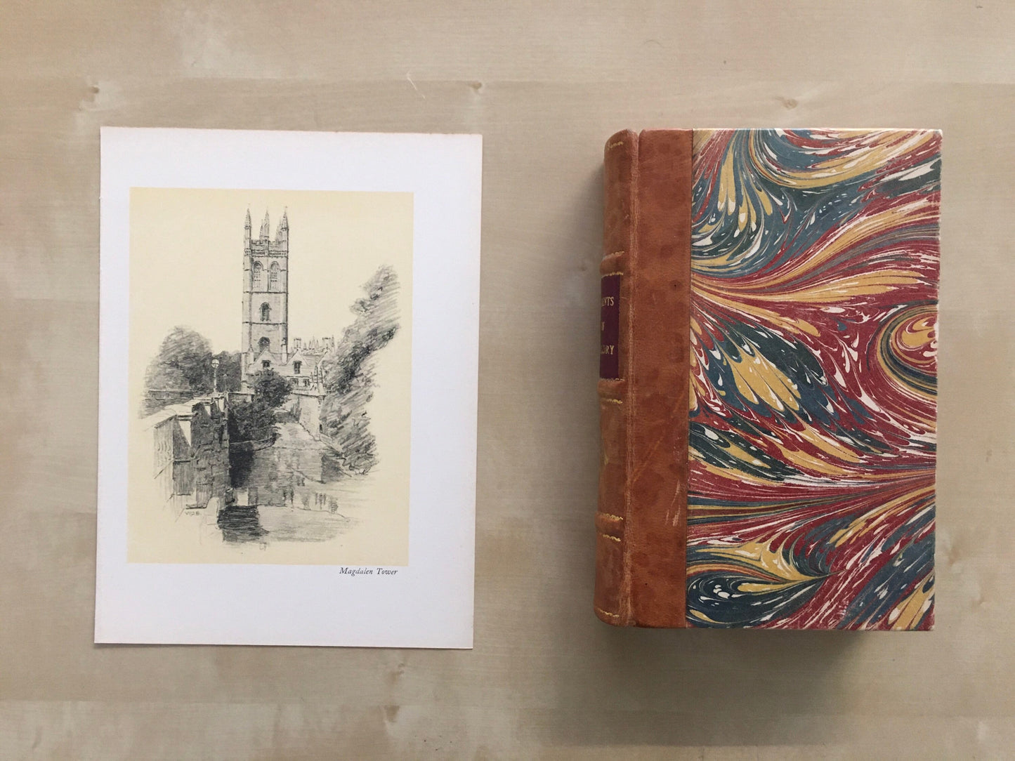 1934 OXFORD - MAGDALEN TOWER, by W.G Blackall - Original Print - Oxford University Print - 7.5 x 9 Inches