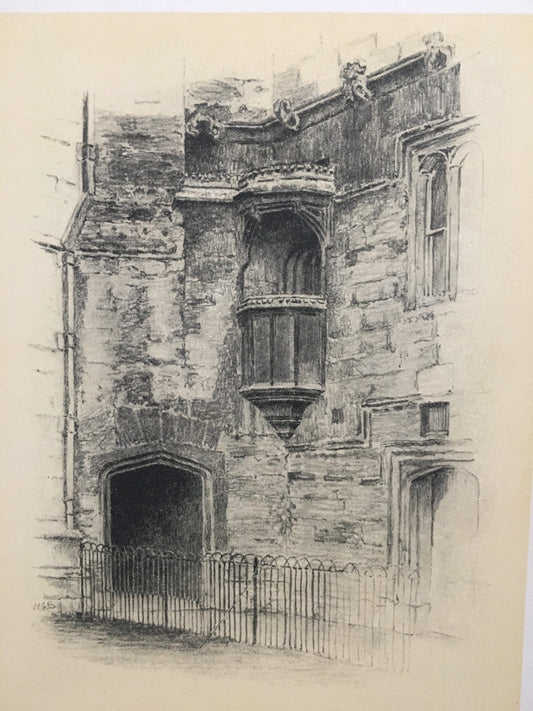 1934 OXFORD - MAGDALEN COLLEGE: The Open-Air Pulpit, by W.G Blackall - Original Print - Oxford University Print - 7.5 x 9 Inches