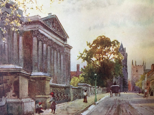 1907 CAMBRIDGE - FITZWILLIAM MUSEUM - William Mathison - Cambridge University Print - Cambridge Painting - 116 Years Old