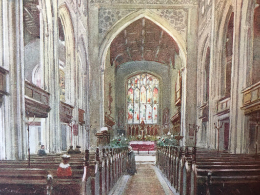 1907 CAMBRIDGE - UNIVERSITY CHURCH of Great St Mary - William Mathison - Cambridge University Print - Cambridge Painting - 116 Years Old