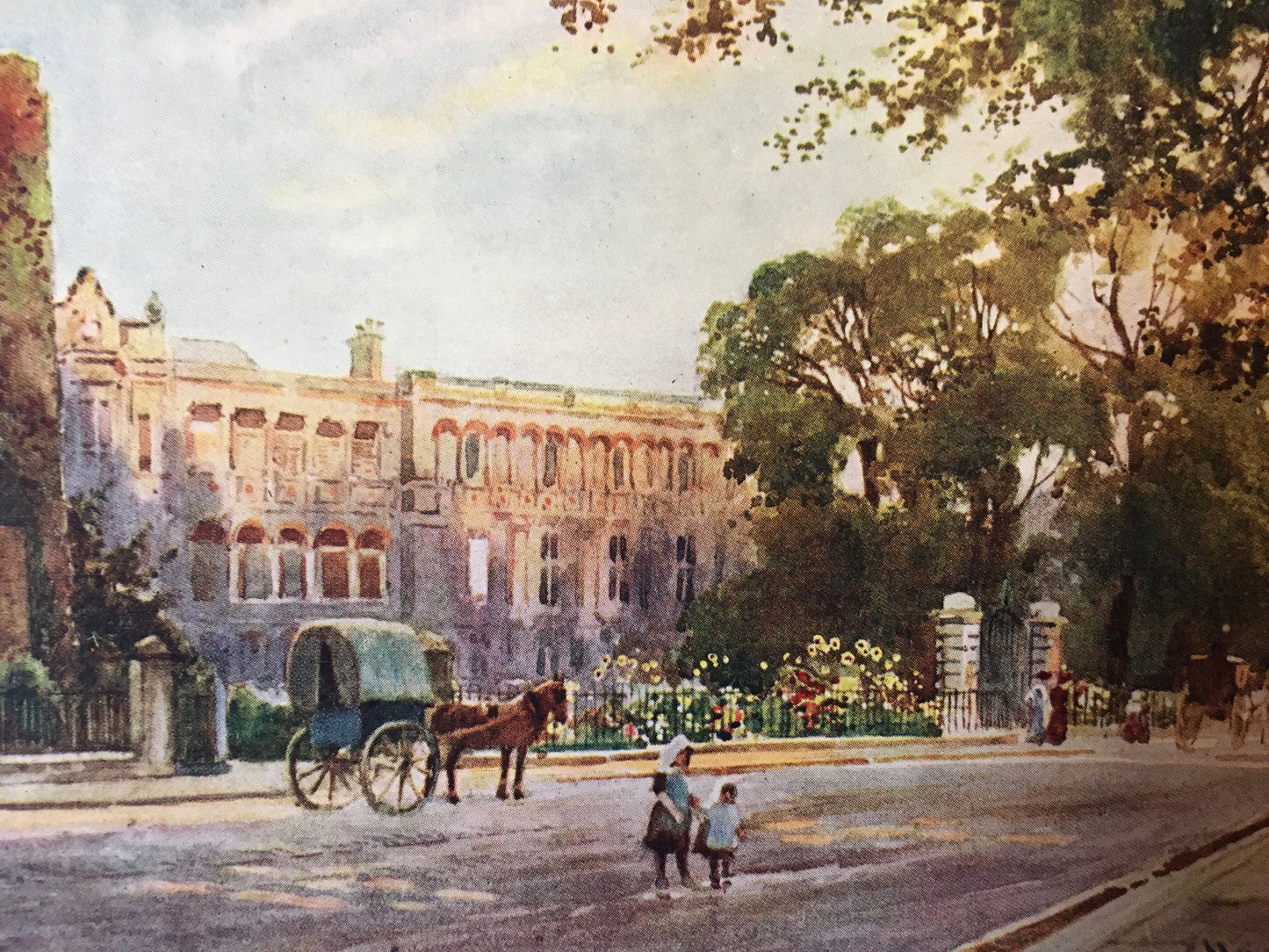 1907 CAMBRIDGE - ADDENBROKE'S HOSPITAL in Trumpington Street - William Mathison - Cambridge University - Cambridge Painting - 116 Years Old