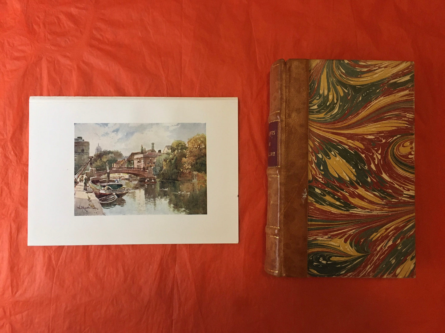 1907 CAMBRIDGE - GREAT BRIDGE, Bridge Street - William Mathison - Cambridge University Print - Cambridge Painting - 116 Years Old