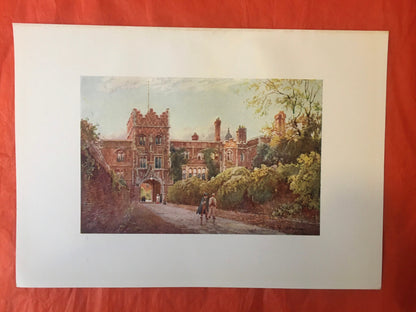 1907 CAMBRIDGE - JESUS COLLEGE Gateway - William Mathison Painting - Cambridge University - Cambridge Painting - 116 Years Old